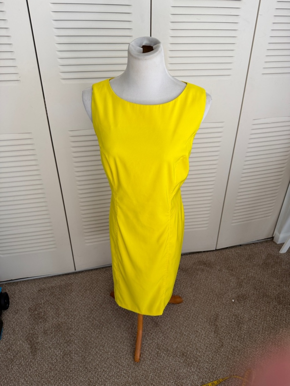 Sunny Yellow Midi Sheath Dress - Sleek Sleeveless Design
